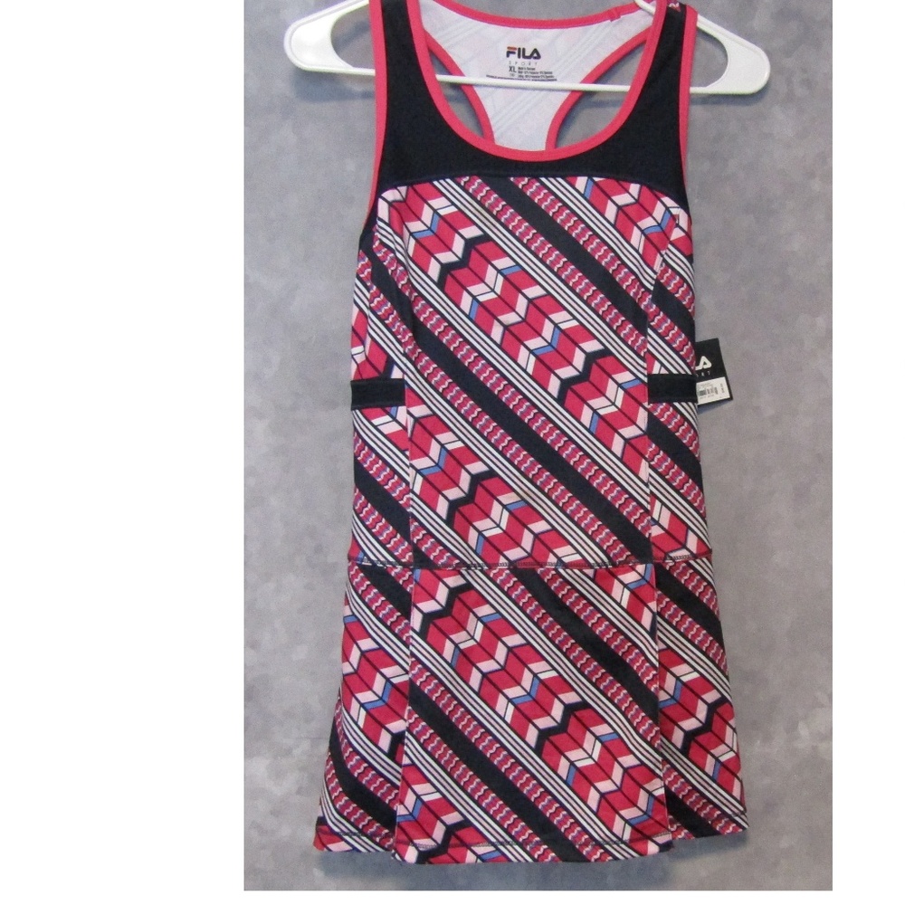 NWT Fila Girl's Athletic Tennis Dress Pink Black